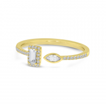 14K Yellow Gold White Topaz Fancy-Cut Duo Ring