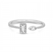 14K White Gold White Topaz Fancy-Cut Duo Ring