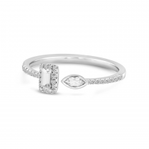 14K White Gold White Topaz Fancy-Cut Duo Ring