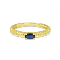 14K Yellow Gold Oval Sapphire Textured Band Ring