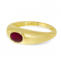 14K Yellow Gold Oval Ruby Wide Band Ring