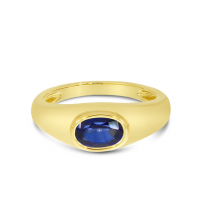 14K Yellow Gold Oval Sapphire Wide Band Ring