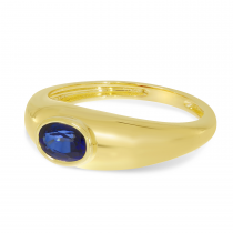 14K Yellow Gold Oval Sapphire Wide Band Ring