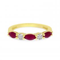 14K Yellow Gold Marquise Ruby and Diamond Band