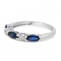 14K Yellow Gold Marquis Sapphire & Diamond Band
