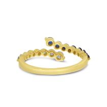 14K Yellow Gold Sapphire and Diamond Bypass Ring