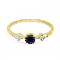 14K Yellow Gold Sapphire and Diamond Birthstone Ring