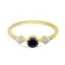 14K Yellow Gold Sapphire and Diamond Birthstone Ring