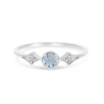 14K White Gold Aquamarine and Diamond Ring