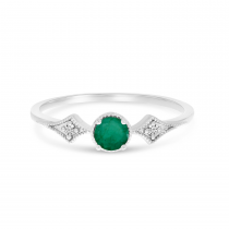 14K White Gold Emerald and Diamond Ring