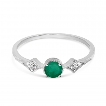 14K White Gold Emerald and Diamond Ring