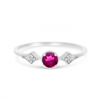 14K White Gold Pink Tourmaline and Diamond Ring