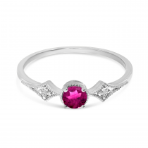 14K White Gold Pink Tourmaline and Diamond Ring