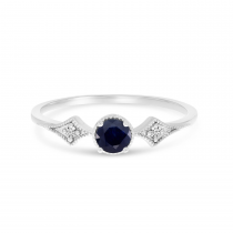 14K White Gold Sapphire and Diamond Ring