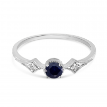 14K White Gold Sapphire and Diamond Ring