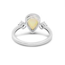 14K Yellow Gold Pear Opal Ring with Diamond Illusion Accents