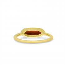 14K Yellow Gold Elongated Garnet with Diamond Ring