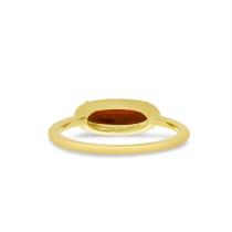 14K Yellow Gold Elongated Garnet with Diamond Ring