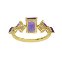 14K Yellow Gold Fancy Cut Light & Dark Amethyst Ring