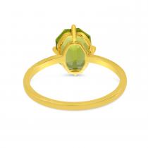 14K Yellow Gold Hexagon Peridot Ring with Herringbone Shank