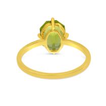 14K Yellow Gold Hexagon Peridot Ring with Herringbone Shank
