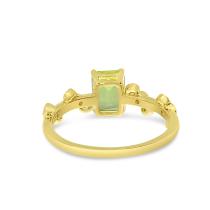 14K Yellow Gold Emerald Cut Peridot and Diamond Twist Band Ring