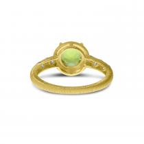 14K Yellow Gold Round Peridot and Diamond Satin Band Ring