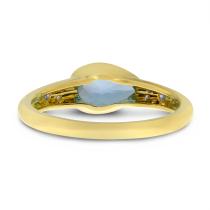 14k Yellow Gold Pear Blue Topaz And Diamond Band Ring