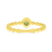 14k Yellow Gold Cushion Peridot Beaded band Ring