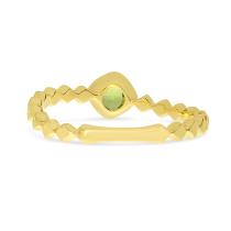 14k Yellow Gold Cushion Peridot Beaded band Ring