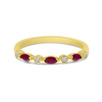 14K Yellow Gold Marquise Ruby and Diamond Stackable Band
