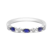 14K White Gold Marquise Sapphire and Diamond Stackable Band