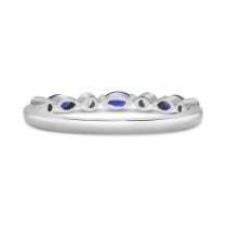 14K White Gold Marquise Sapphire and Diamond Stackable Band