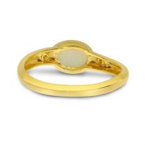 14K Yellow Gold Opal and Diamond Oval Halo Ring