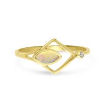 14K Yellow Gold Opal and Diamond Geometric Ring