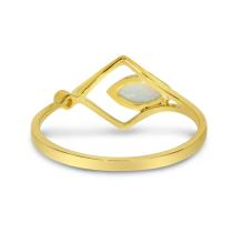 14K Yellow Gold Opal and Diamond Geometric Ring