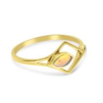 14K Yellow Gold Opal and Diamond Geometric Ring
