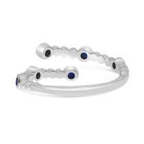 14K White Gold Sapphire and Diamond Bubble Bypass Precious Ring