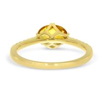 14k Yellow Gold Oval Citrine and Diamond Ring