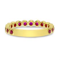 14K Yellow Gold Round Ruby Millgrain Bezel Band