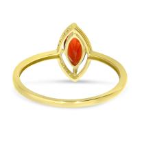 14k Yellow Gold Marquise Garnet with Half Diamond Halo Semi Precious Ring
