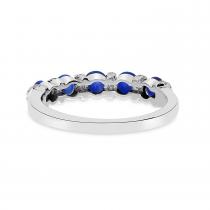 14K White Gold Sapphire and Diamond Alternating Band