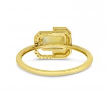 14K Yellow Gold Octagon Citrine with Diamond Half Halo Ring