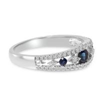 14K White Gold Sapphire and Diamond Alternating Band