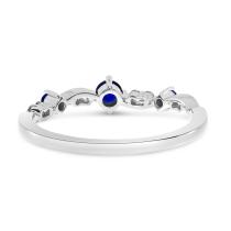 14K White Gold Sapphire and Diamond Stackable Band Ring