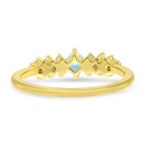 14K Yellow Gold Triple Princess Blue Topaz with Diamond Ring