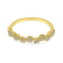 14K Yellow Gold Round Opal Band