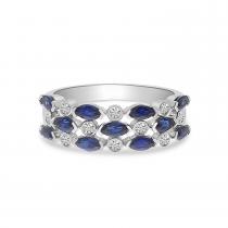 14k White Gold Pear Marquise Sapphire And Diamond Band