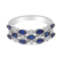 14k White Gold Pear Marquise Sapphire And Diamond Band