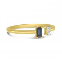 14K Yellow Gold Sapphire and Diamond Baguette Duo Ring